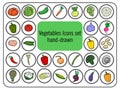 Hand Drawn Vegetables Set. Collection of food sketch. Vector illustration